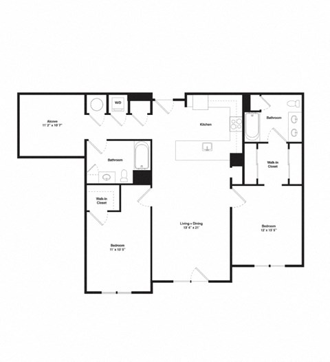a floor plan of a house with two floors and a staircase